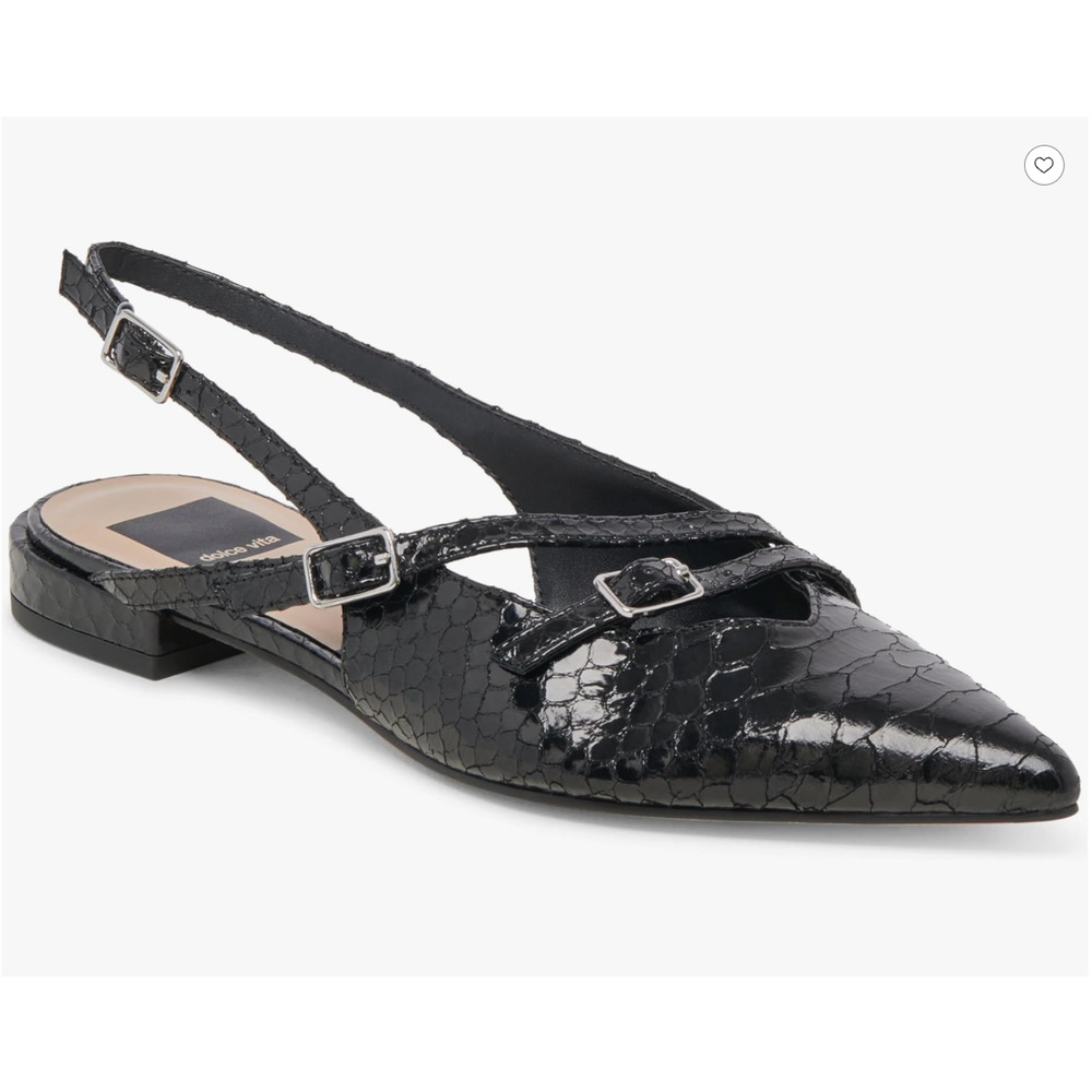 DOLCE VITA Pamla Midnight Snake Embossed Flat in Black // 8 - Picture 10 of 10